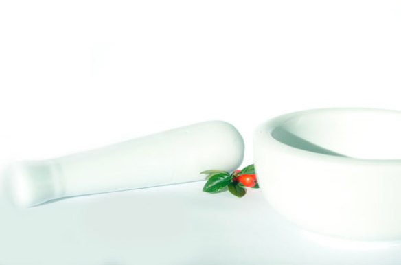 Use a mortar and pestle to grind up anything you want to use in your scrub